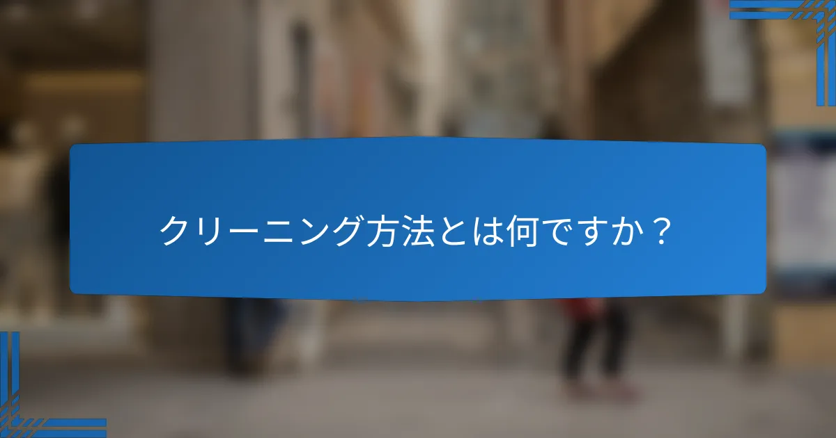 クリーニング方法とは何ですか？
