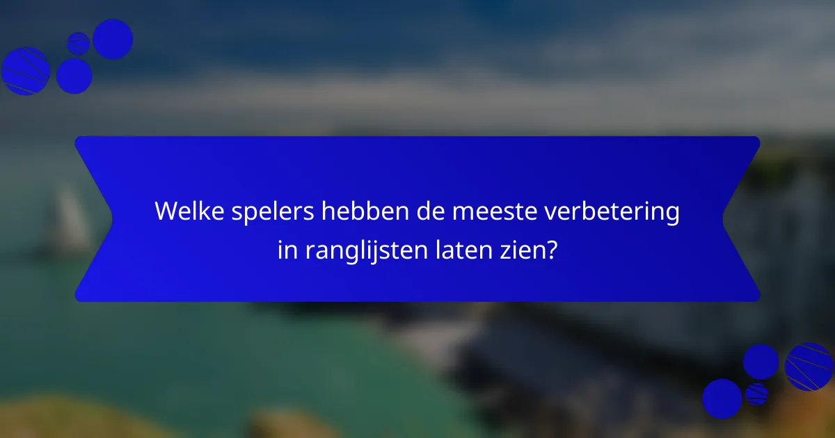 Welke spelers hebben de meeste verbetering in ranglijsten laten zien?